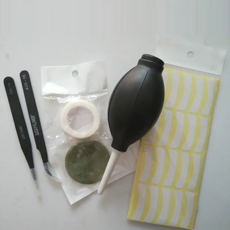 

6 pcs/set Lash Extension Patch Individual Eyelash Extension Tweezers Under Eye Pads Jade Stone Rubber Blower