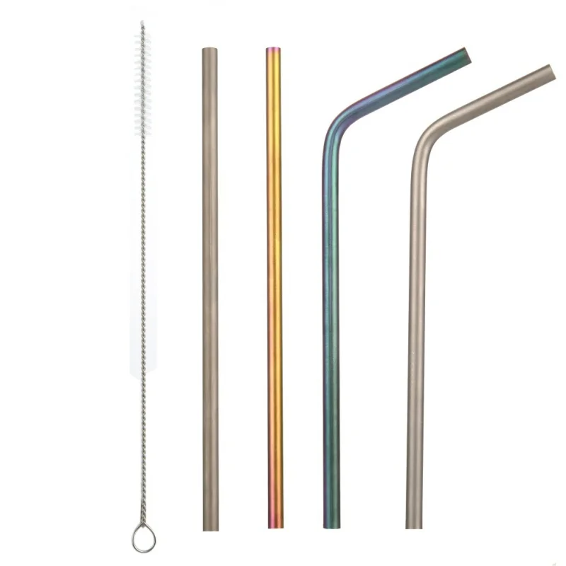 

Outdoor Travel Portable EDC MetalHealthy Tea Thick Straw Stir Stick Pure Titanium Drink Give Straw Brush