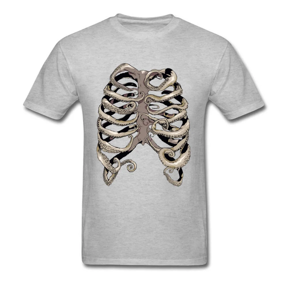 Fitted Men T Shirt Your Rib Is an Octopus 3D Printed T-shirts Cotton Fabric Short Sleeve Printed On Tops Tees O-Neck Your Rib Is an Octopus grey