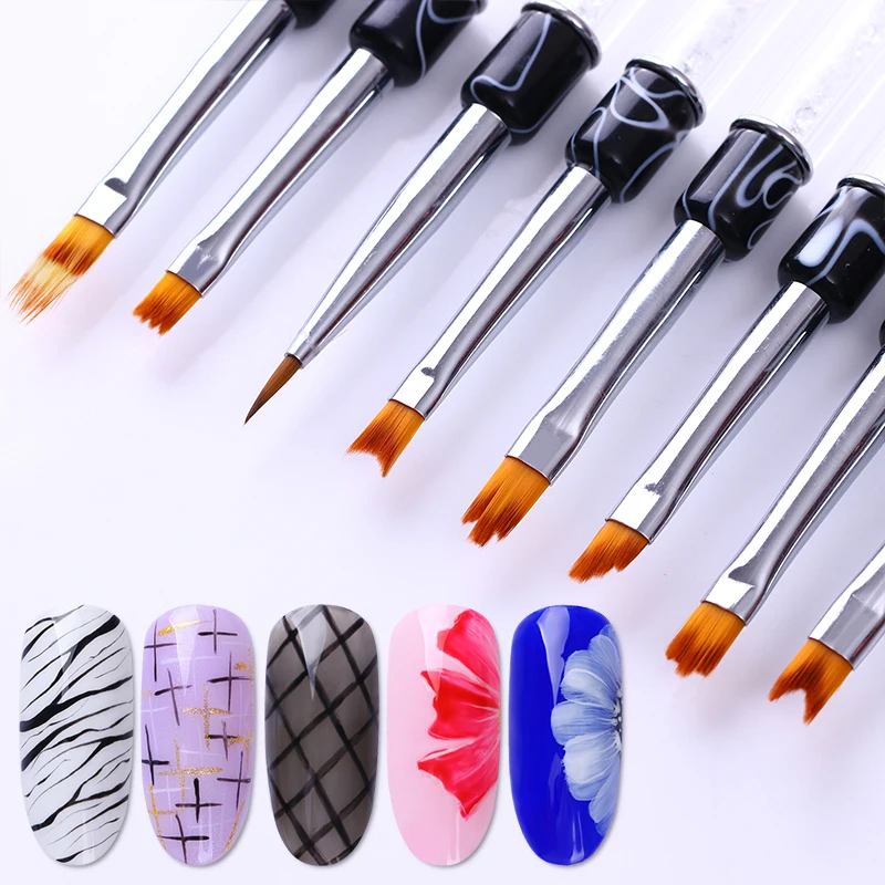 

1 Pc Gradient Nail Painting Pen UV Gel French Drawing Brush Rhinestone Handle Manicure Nail Art Tool 8 Patterns