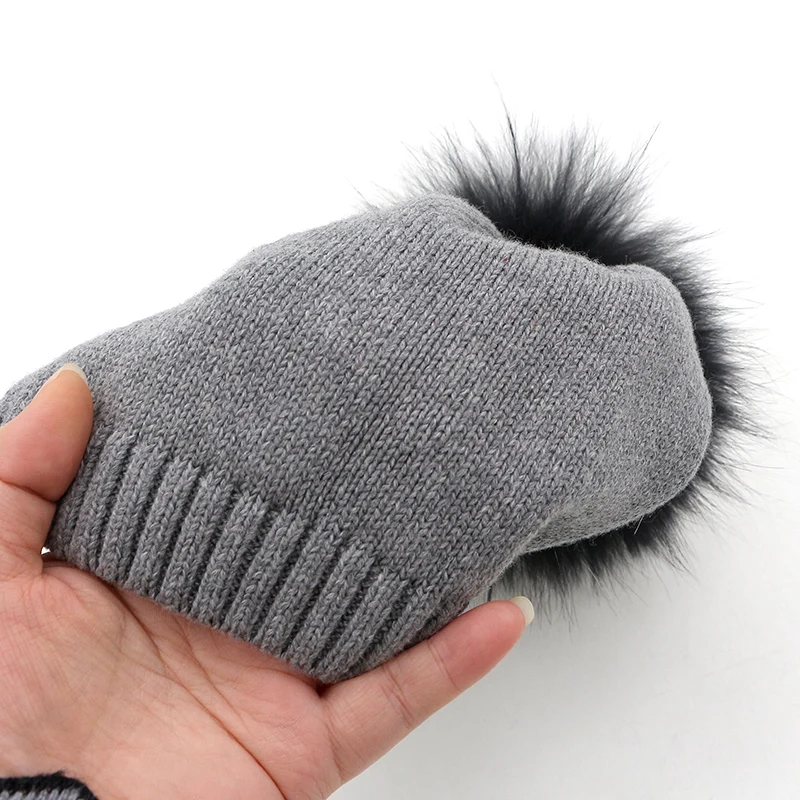 GZhilovingL Хлопковая шапочка для младенца, шапки с помпоны из натурального меха для мальчиков и девочек, детские мягкие вязаные шапочки на осень и зиму