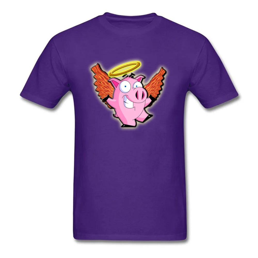 Heavenly Bacon Summer Autumn 100% Cotton Fabric Crew Neck Tops Shirt Short Sleeve Printed Tee-Shirts Brand New Summer T Shirts Heavenly Bacon purple