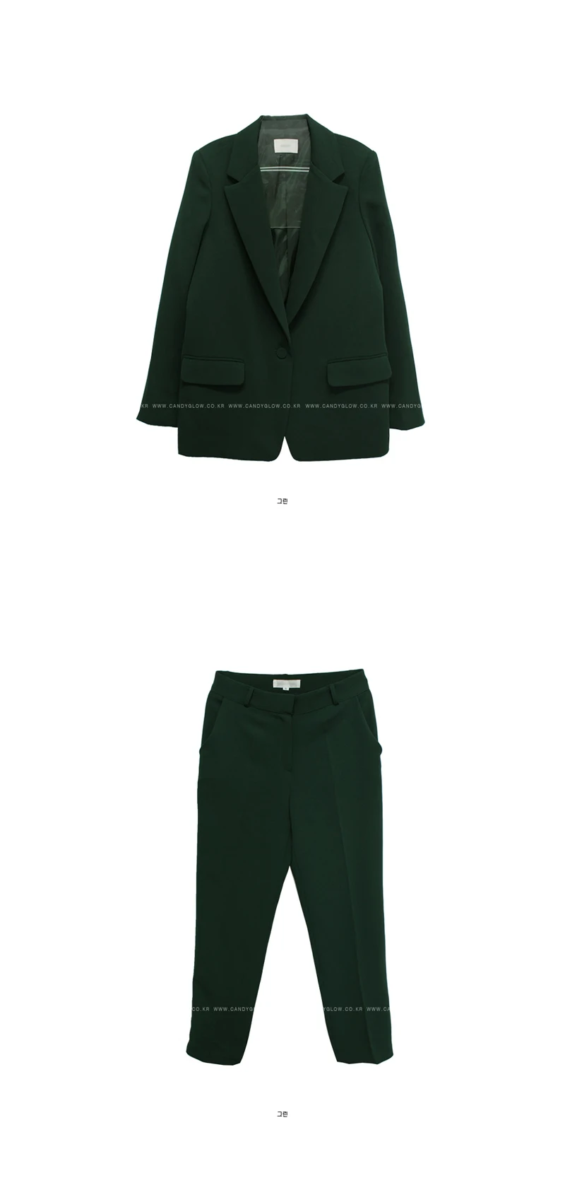 Women's trouser suit Temperament business green suit jacket female High quality casual pants set two-piece 2019 new