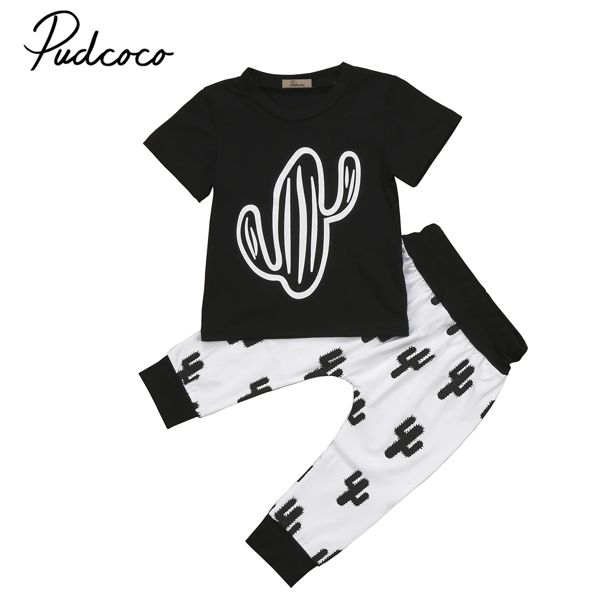 2pcs Baby Clothing Newborn Toddler Baby Boy Girl Clothes Cactus Print T shirt Tops+Pants Baby