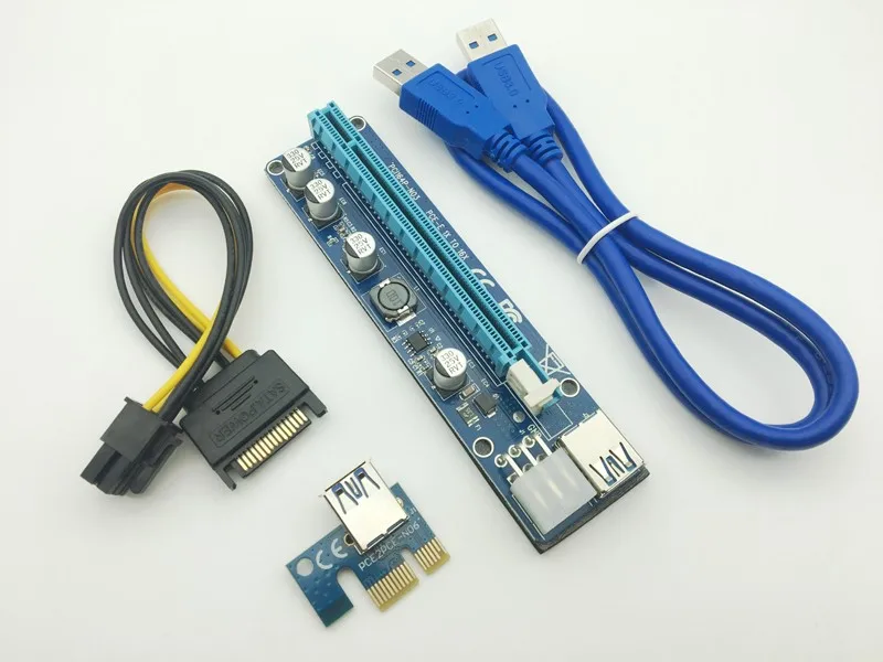 VER008C Molex 6 pin PCIE PCI E Express 1X до 16X расширитель переходных карт 60 см USB3.0 кабель Mining Bitcoin
