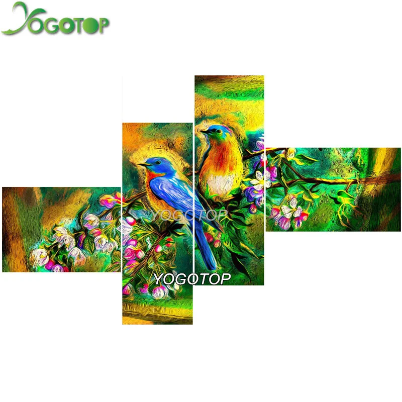 

YOGOTOP DIY Diamond Painting Cross Stitch Kits Full Diamond Embroidery Two parrots 5D Diamond Mosaic Needlework 4 pcs ML111