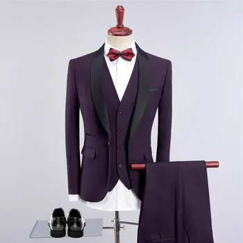 

Men Wedding Suits Slim Fit Costumes Real Groomsmen Suits For Men Black Groom Suit Mens Tuxedo Blazer Wedding/Prom Suits 3 Pieces