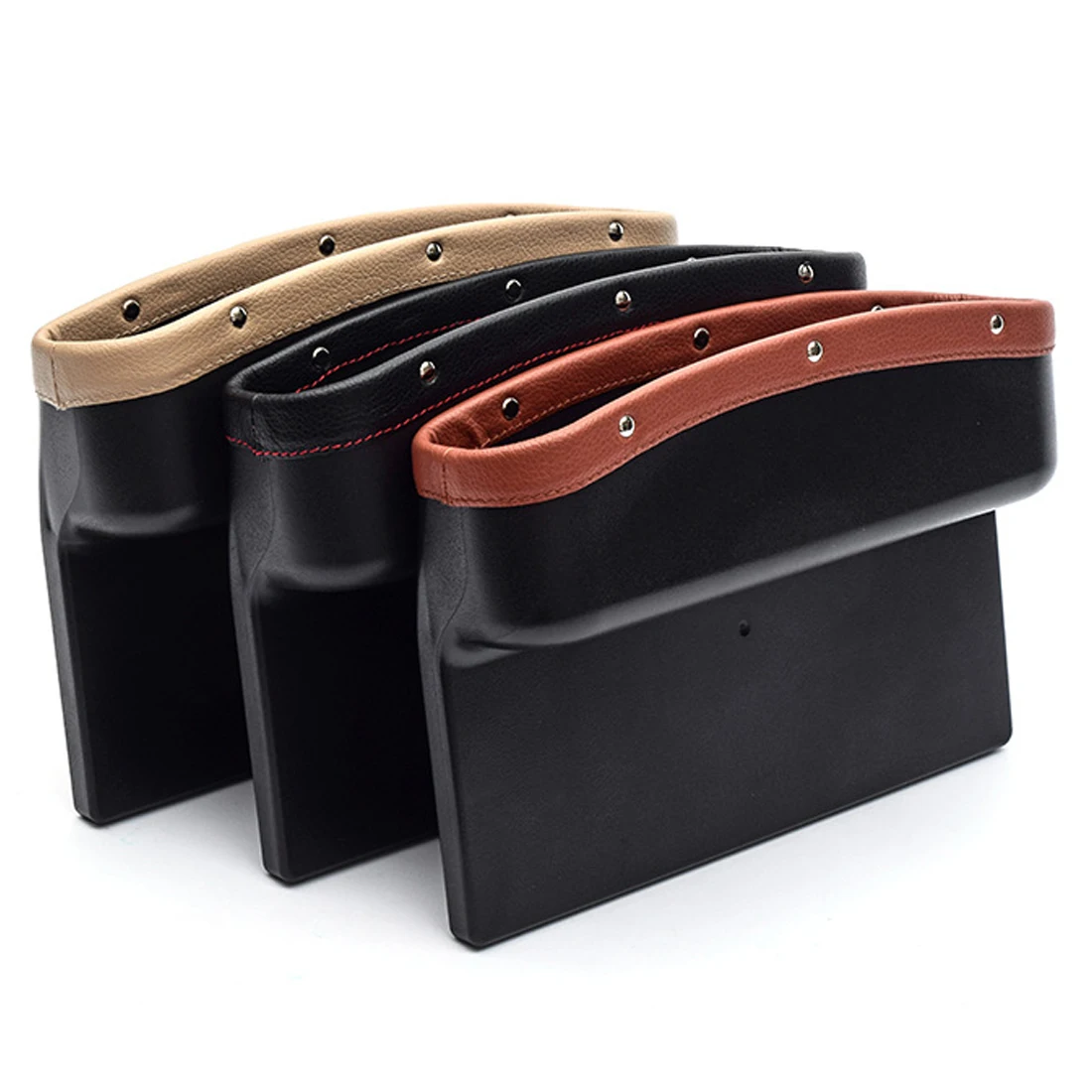 Car Seat Crevice Pockets 3 Color PU Leather Leak Proof Storage Box Car