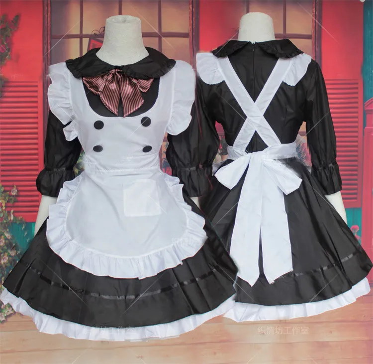Женские милые костюмы горничной в стиле Лолиты; милые японские костюмы для косплея; Униформа горничной; платья для девочек