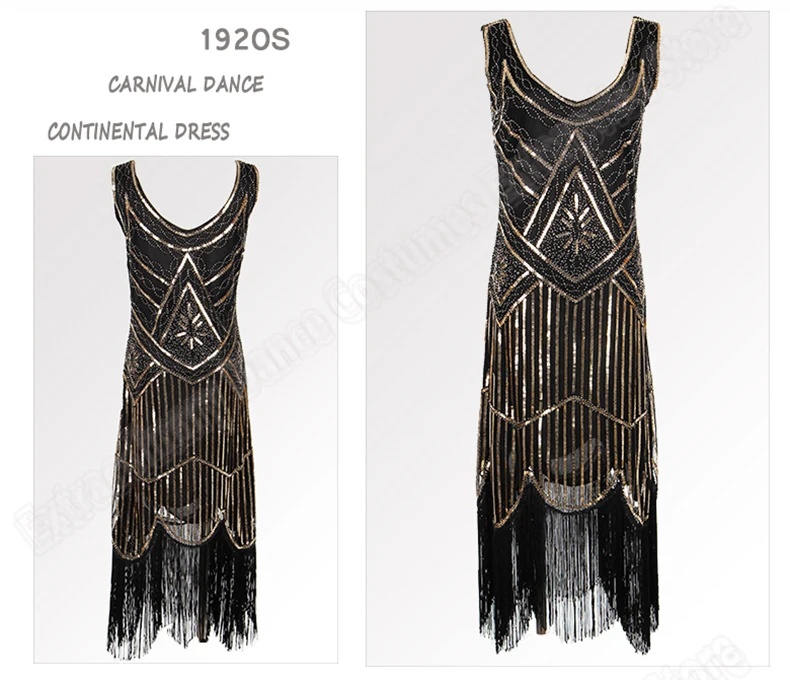 Женское вечернее платье 1920 s Great Gatsby Flapper Vestidos с блестками и бисером, платье с бахромой, вечернее платье с v-образным вырезом, украшенное бахромой, без рукавов