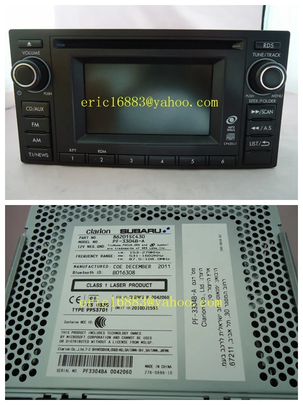 Brand new Clarion single CD player PF 3304B A 86201SC430 for Subru