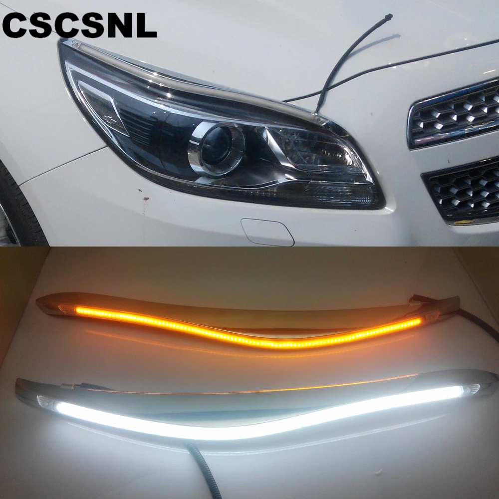 

Car Headlight LED Eyebrow Daytime Running Light DRL With Yellow Turn Signal Light For Chevrolet Malibu 2012 2013 2014 2015