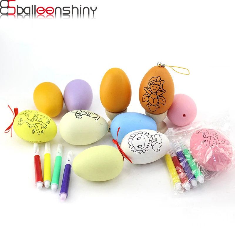 

2Pcs/set Baby DIY Painted Eggs With Water Pen Toys Kids Cartoon Painting Egg Children Early Educational Toy Decoration Random