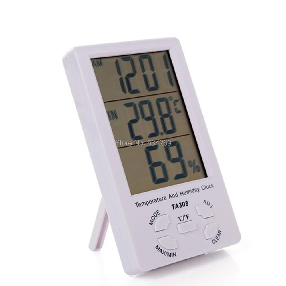 

TA308 Big LCD Screen Indoor Thermometer Electronic Temperature & Moisture Tester with Time Display Hygrometer