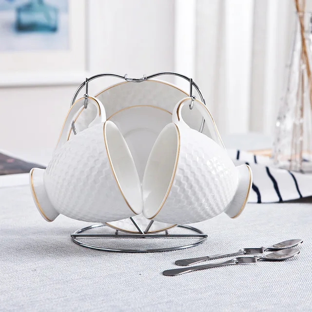 Us 55 99 160ml Creative Couple Cups With Saucer Iron Spoon Hot Sale Ceramic Coffee Cup Afternoon Tea Cup Bone China Brief Grace Gift In Mugs From