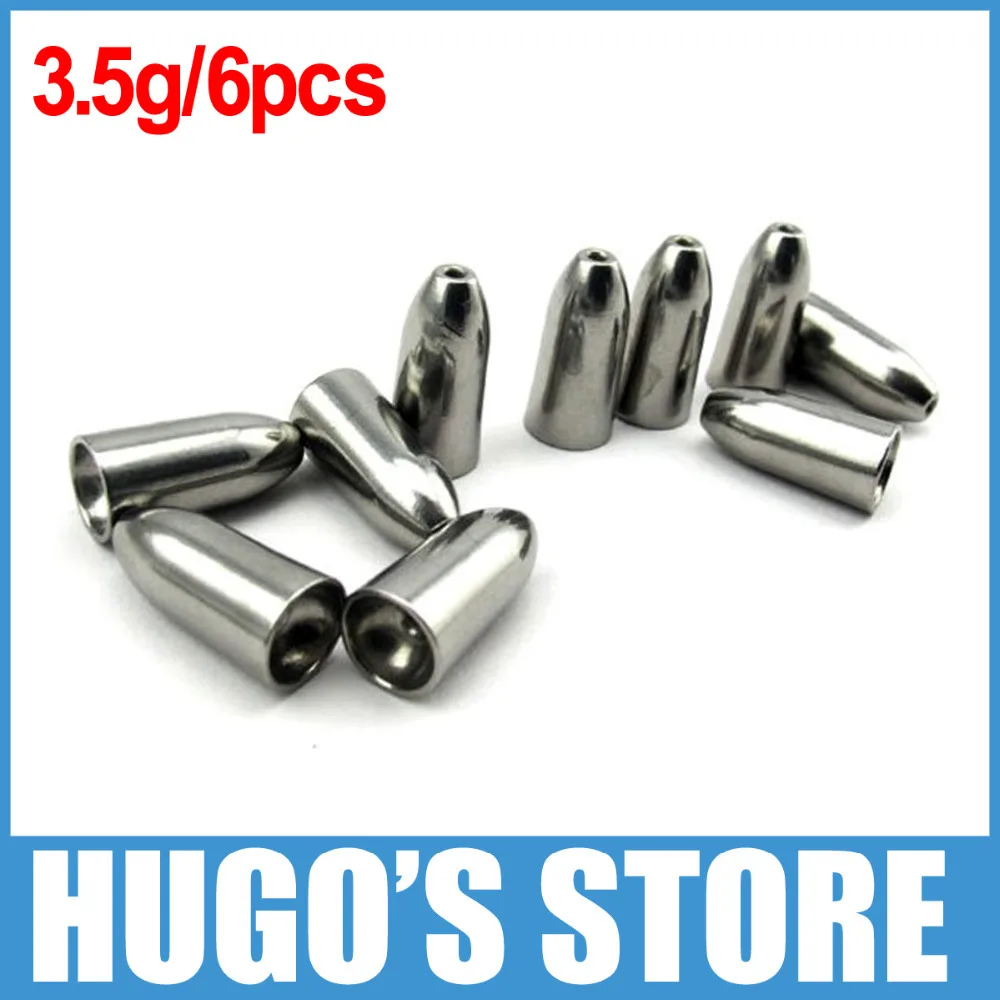 

6PCS/Lot 3.5g 1/8 OZ Top Tungsten Bullet Sinker Weight Taxas Rig Bass Fishing Accessory Fast Sinking Lead Sinker Replacement
