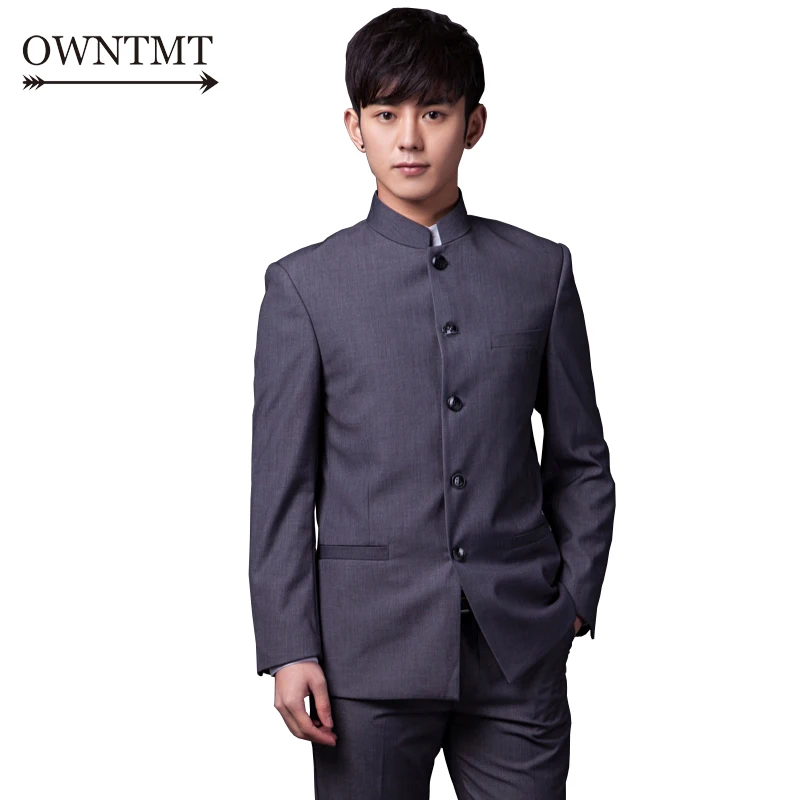 

Men Suit Sets Chinese Tunic Suits Stand Collar Classic Elegance Suit Blazer Brand Design Business Formal Male Cotton Suit Sets