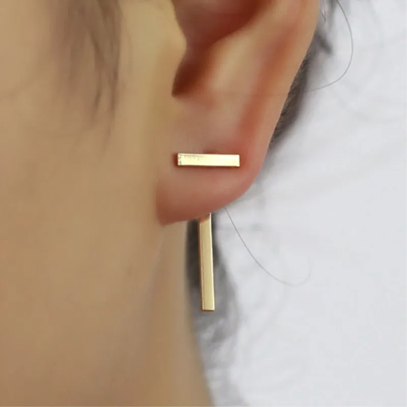 

T Letter Geometric Metal Stick Earrings for Women Simple Statement Punk Earring Gold Silver Color Female Fashion Jewelry Gift