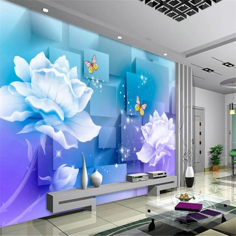 Beibehang Modern Photo Wallpaper Transparent Flowers Elegant Purple 3d
