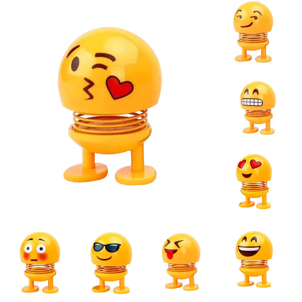 

Franchise 8pc Ornaments Cute Car Doll Creative Decoration Jewelry Spring Shaking Head Doll Expression Pack Adornos Para El Coche