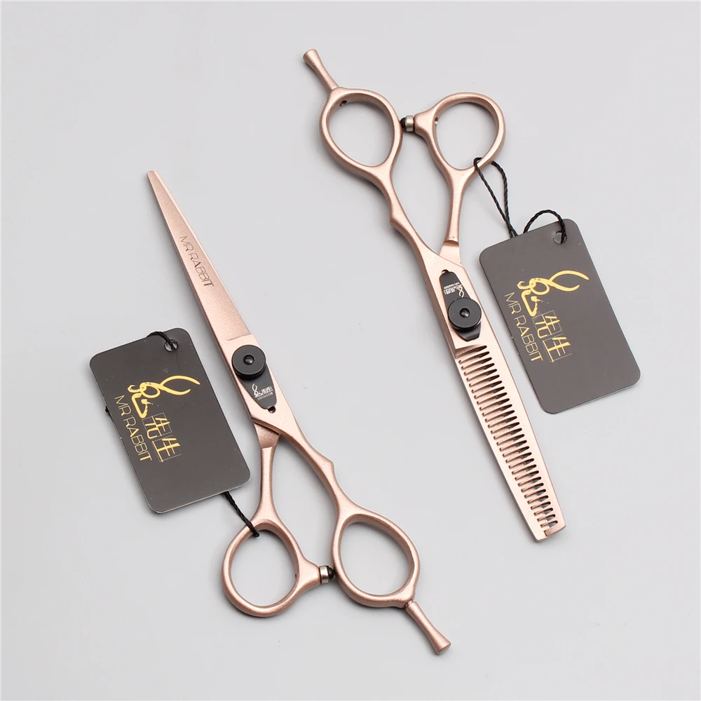 Японские Парикмахерские ножницы 440C Mr Rabbit Rose Gold 5 &quot16 см филировочные