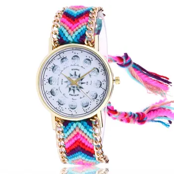 

2019 Fashion Wool Weave Female wrist watches Casual Stainless steel dial Student clock Ladies dress bracelets gold quartz watch