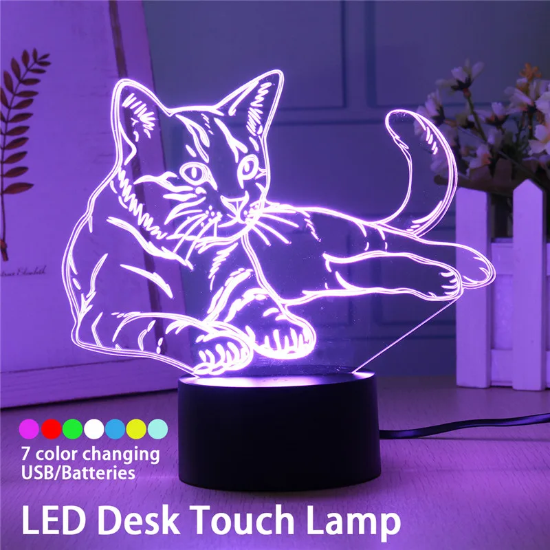 

Smuxi 3D Night Light Lovely Cat Remote Touch Swith LED Animal 3D Lamp 7 Colors USB 3D Illusion Desk Lamp Home Decor As Kids Toy