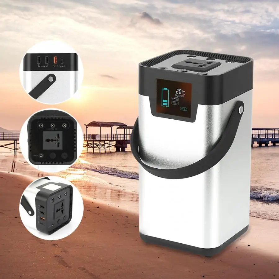 

200W 52500mAh Portable Solar Generator UPS Sine Wave Power Supply LED Light USB LCD Display Energy Storage camping US Plug