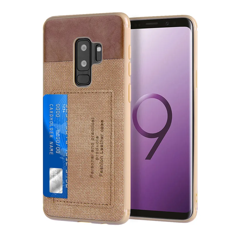 

Luxury High Quality Textile Wallet With Card Slot Soft Siliconer Back Cover Case For Samsung Galaxy S9 /S9 Plus Note 8