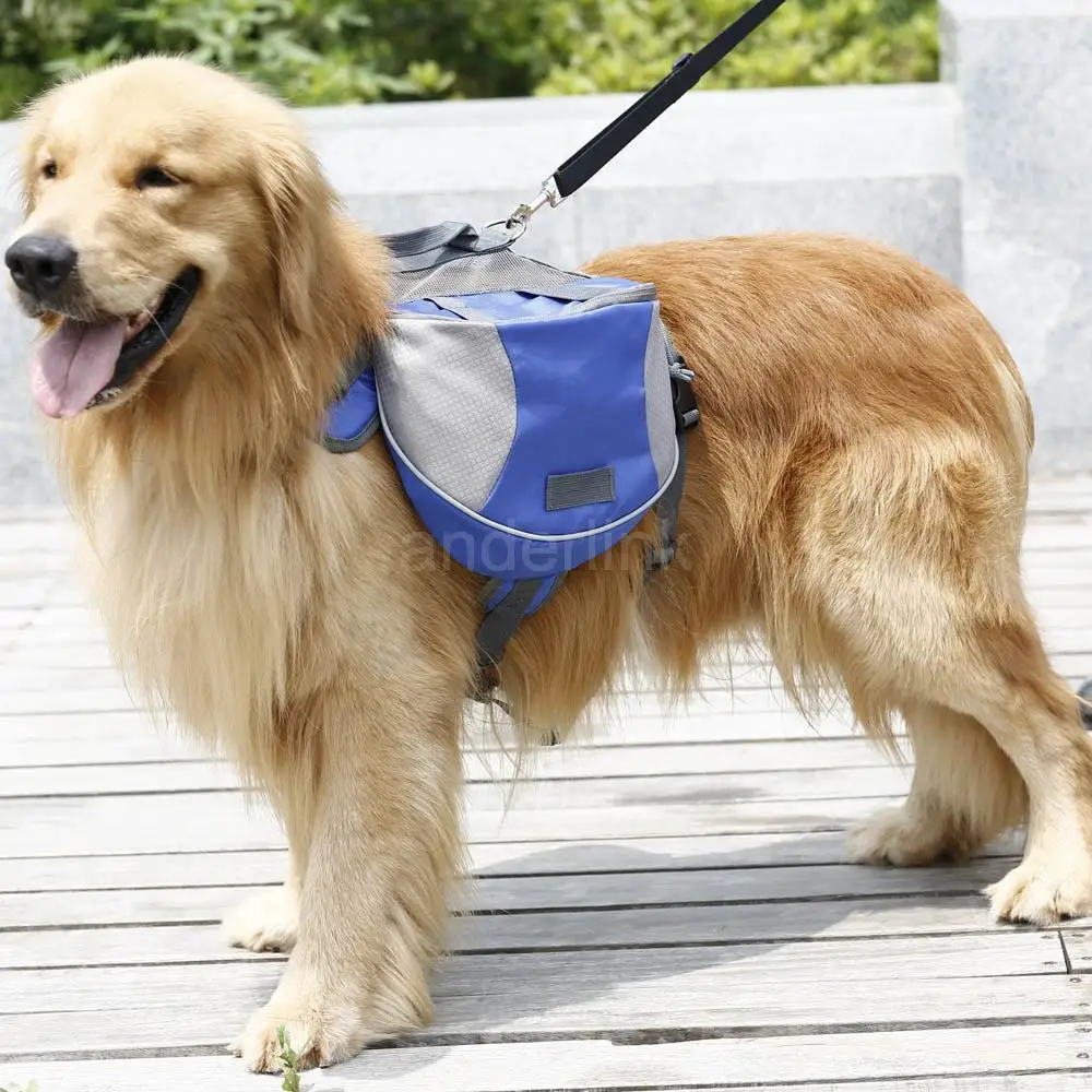 Dog Backpack Rucksack Panniers Saddle Harness Outdoor Travel Hiking Walking Camp 