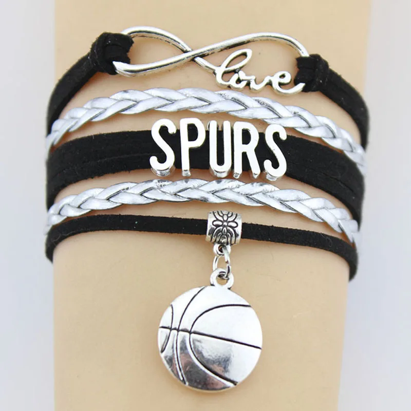 

Infinity Love Spurs Bracelets Basketball Charm Handmade Rope Leather Weave Bangles For Women Men Jewelry Custom