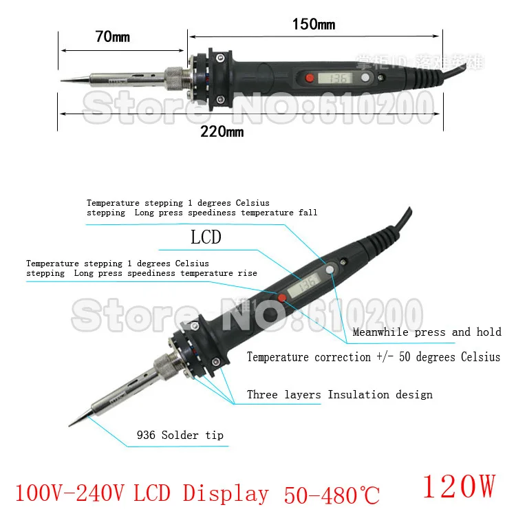 

Made in Japan WIT High Power 120W Digital control thermoregulation LCD Electric soldering iron/Soldering station HAKKO 936 888D