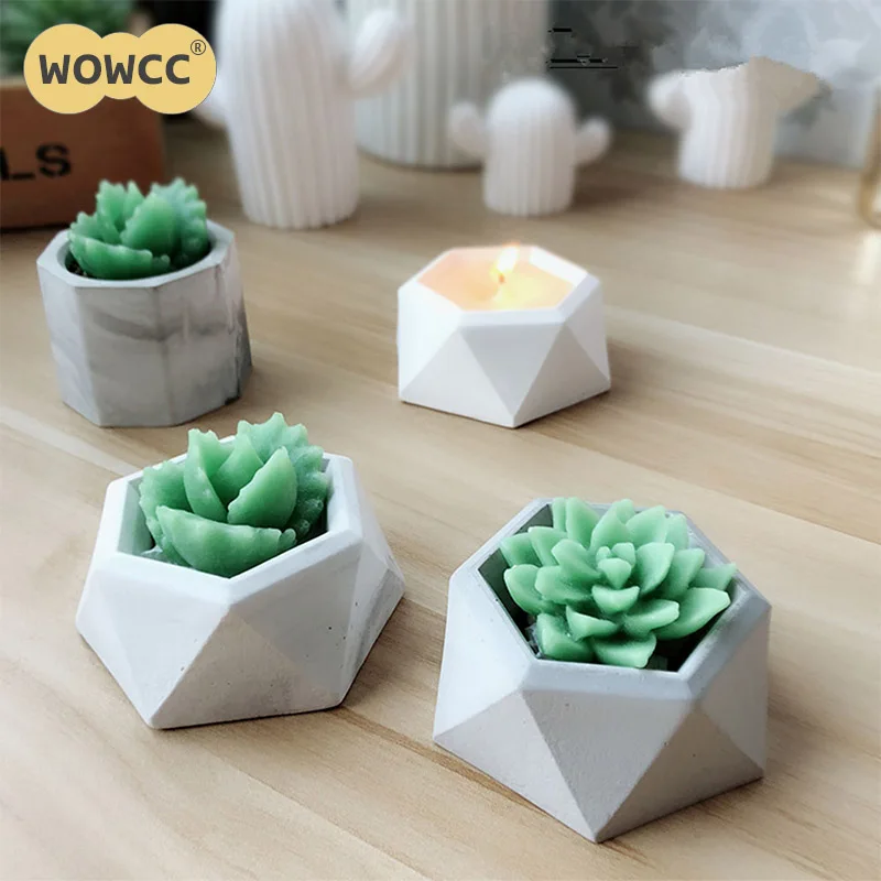 

Concrete Mold Hot Creative Geometric Polygonal Concrete Flower Pot Vase Office Decoration DIY Clay Cementsilica Silicone Mold