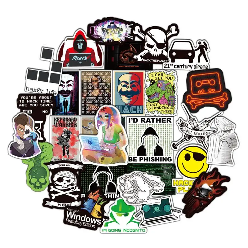

50pcs/Lot Graffiti Stickers Dark Web Hacker Funny Stickers Scrapbooking Guitar Notobook Moto Skateboard PVC Waterproof Sticker