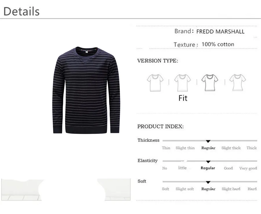 Fredd Marshall T-shirt Striped 100% Cotton Tops Tees Long Sleeve Male Pullover Tracksuit Spring autumn 2018 New Mens Plus Size (4)