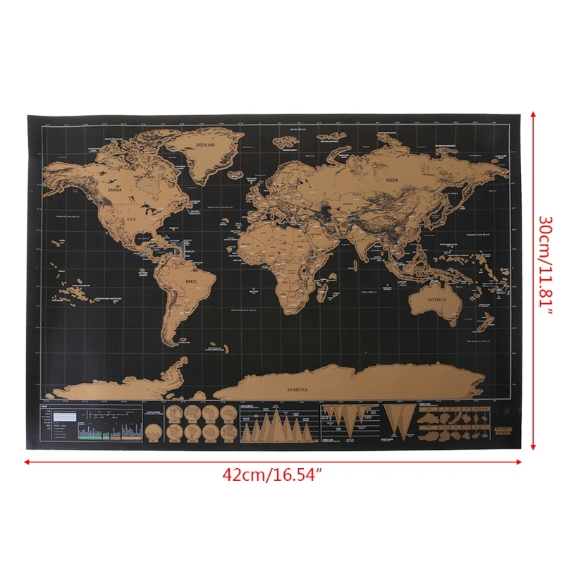 1 шт.. Deluxe Scratch Off Journal World Map персональный дорожный Плакат на заказ Декор Горячая царапина карта мира