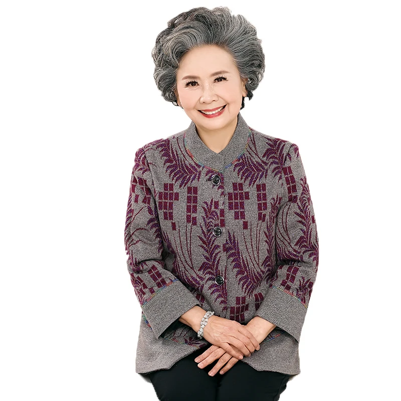 2017 Grandma Spring Jackets Button Front Basic Coats Elderly Women's Elegant Jacket Flower Print Coat Chinese Woman Outerwear XL 2017 Grandma Spring Jackets Button Front Basic Coats Elderly Women's Elegant Jacket Flower Print Coat Chinese Woman Outerwear XL