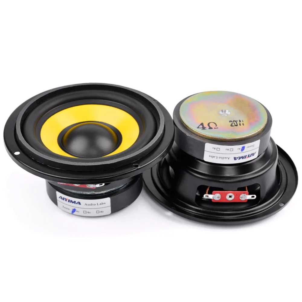 AIYIMA 2Pcs 4 inch Woofer Audio Speaker Portable Mini Stereo Speakers SubWoofer Full Range Car Horn Loudspeaker 4 Ohm /8Ohm 20W computer speakers portable speakers audio speakers
