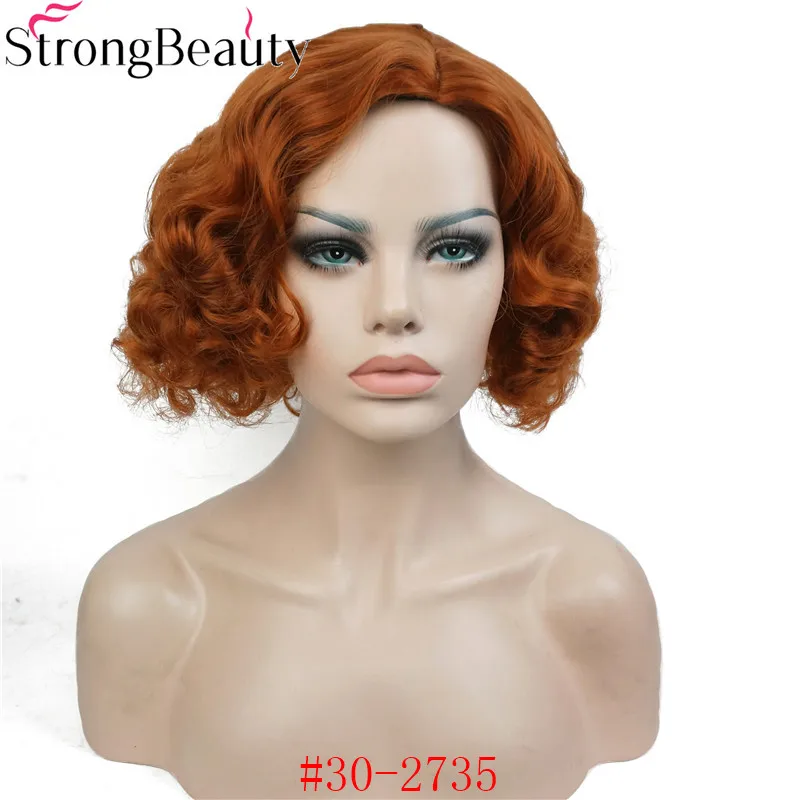 StrongBeauty короткий волнистый парик синтетические парики женские винтажные волнистые парики вечерние волосы для косплея