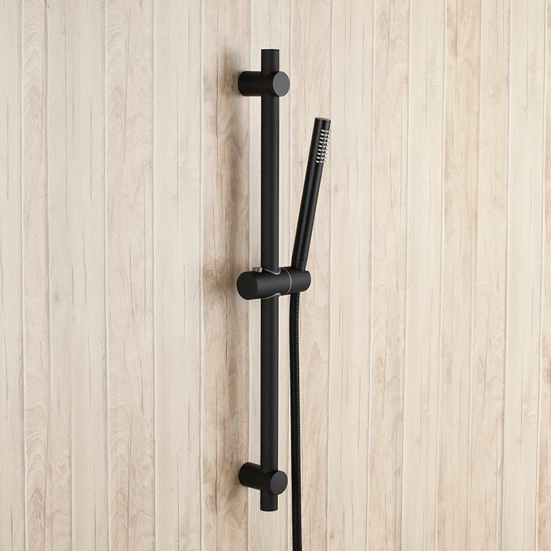 Matte Black Solid brass bathroom round Handheld Shower Head with Adjustable stainless steel