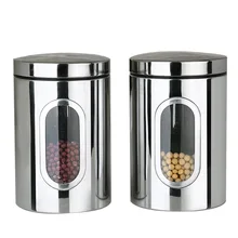 Stainless steel storage containers sealed coffee beans cans large bottle transparent box for cereal tea milk powder grains snack