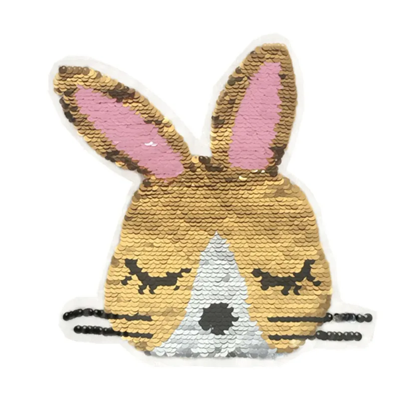 

Cartoon Rabbit Reverse Sequins Sew On Patches for Summer T Shirt clothes Clothing Reversible Change Color Patch Applique