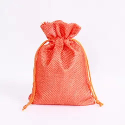 Черная Джутовая сумка оптом 5 шт мини 7x9 см ювелирные сумки c индивидуальным логотипом Упаковочные пакеты для хранения для рождественских