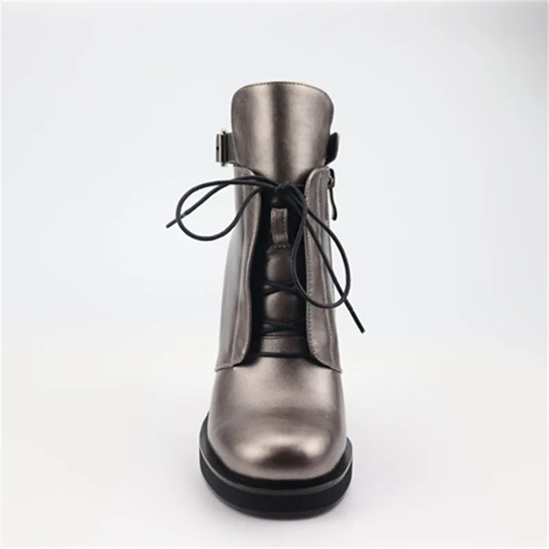 MORAZORA/ г., ботильоны для женщин наивысшего качества на шнуровке и молнии, осенне-зимние ботинки однотонные ботинки на высоком каблуке Дамская обувь