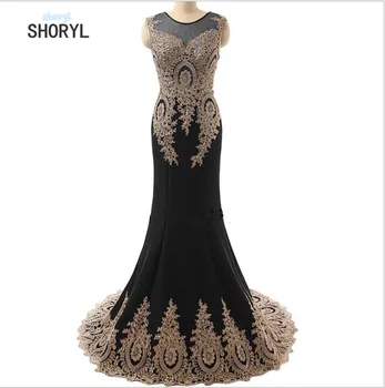 In stock Real Sample 2016 red Dubai Arabic Mermaid Evening Dresses Long Black Formal Evening Gowns robe de soiree longue