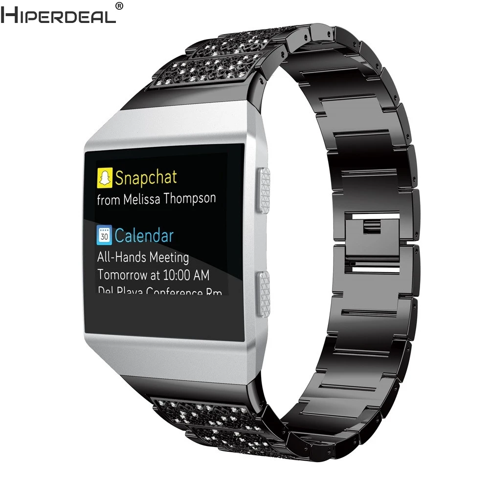 

HIPERDEAL New Stainless Steel Luxury Alloy Crystal Watch Band Wrist Strap For Fitbit Ionic HW