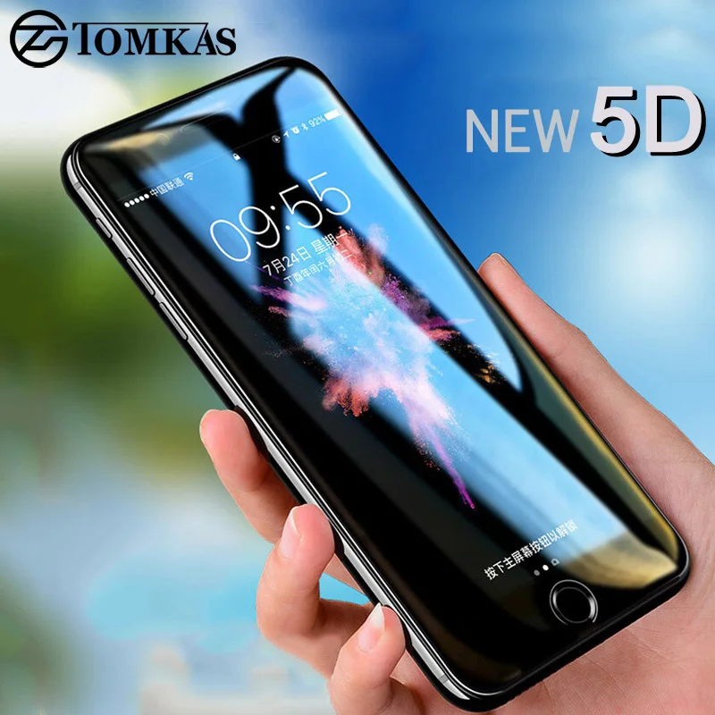 TOMKAS Displayschutzfolie Für iPhone 6 6 S Plus Glas Gehärtetes 5D voll Deckfilm Glas Für iPhone 7