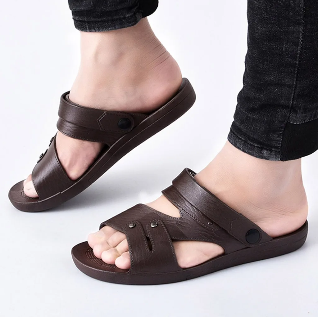 Новинка года; сезон весна-осень; повседневные пляжные мужские шлепанцы; летние домашние вьетнамки на плоской подошве; однотонные модные простые туфли