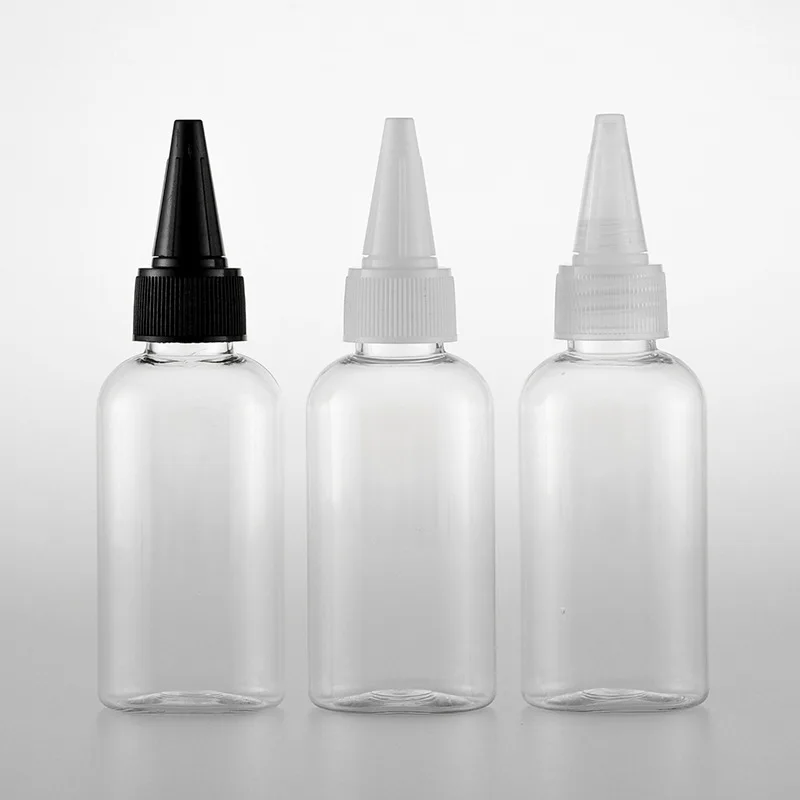 

5pcs 50ml/100ml transparent oval bottle High grade Tip mouth cap PET plastic bottle Sub-bottle wholesale BQ103
