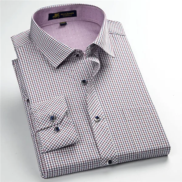 Весеннее Новое поступление мужские рубашки в клетку модные дизайнерские высококачественные тонкие фитнес с длинными рукавами хлопковые деловые рубашки M480 - Цвет: 5766